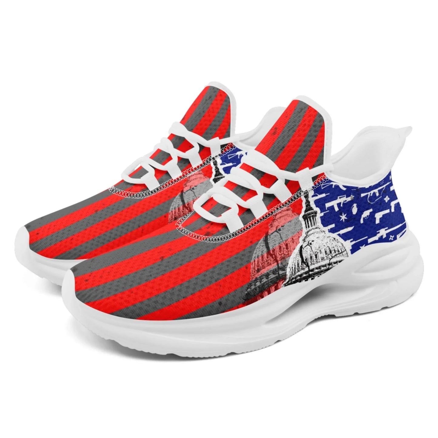 Personalized America Flag Sneakers, Custom Eagle, Star Print Shoes, Breathable and Comfortable Unisex Patriotic Shoes
