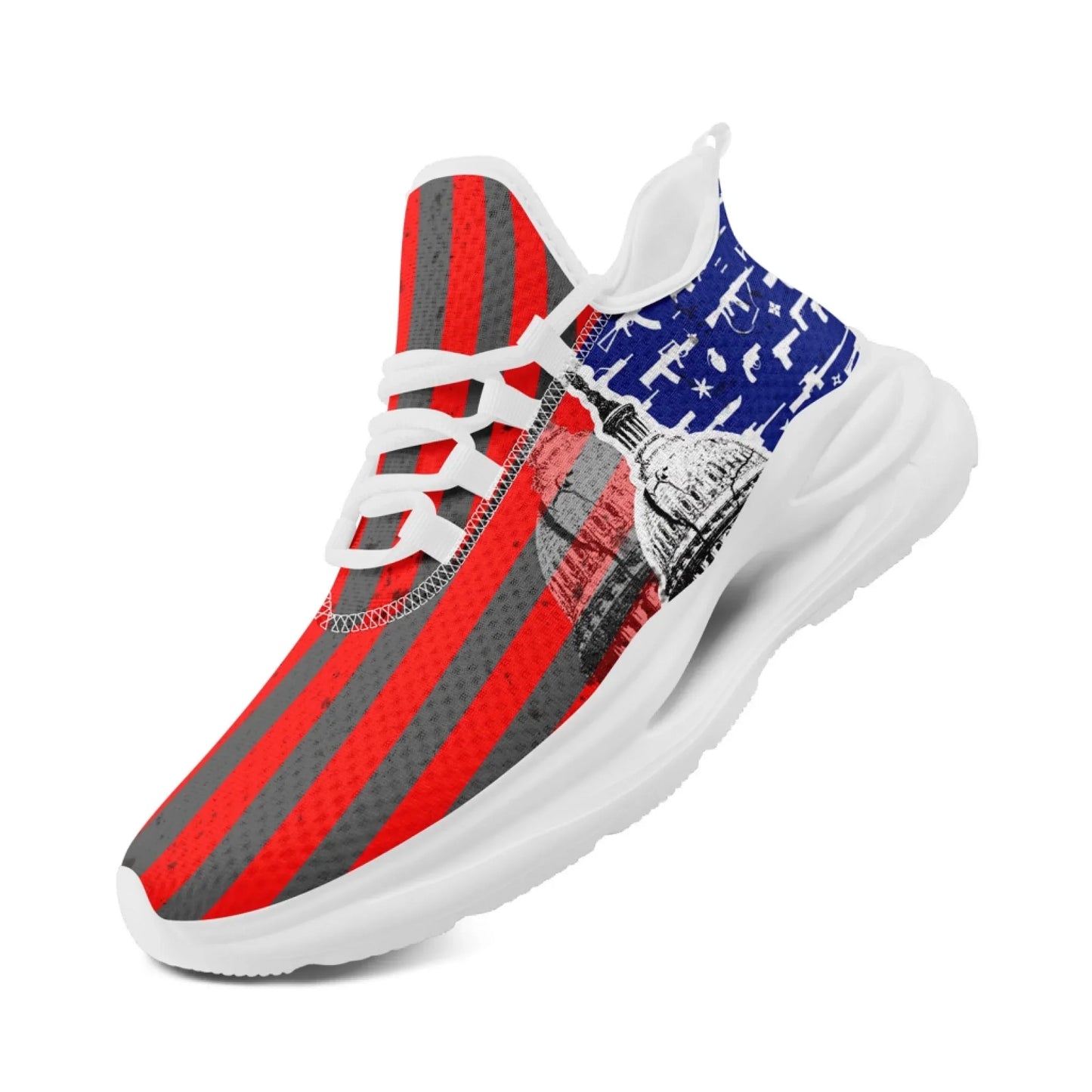 Personalized America Flag Sneakers, Custom Eagle, Star Print Shoes, Breathable and Comfortable Unisex Patriotic Shoes