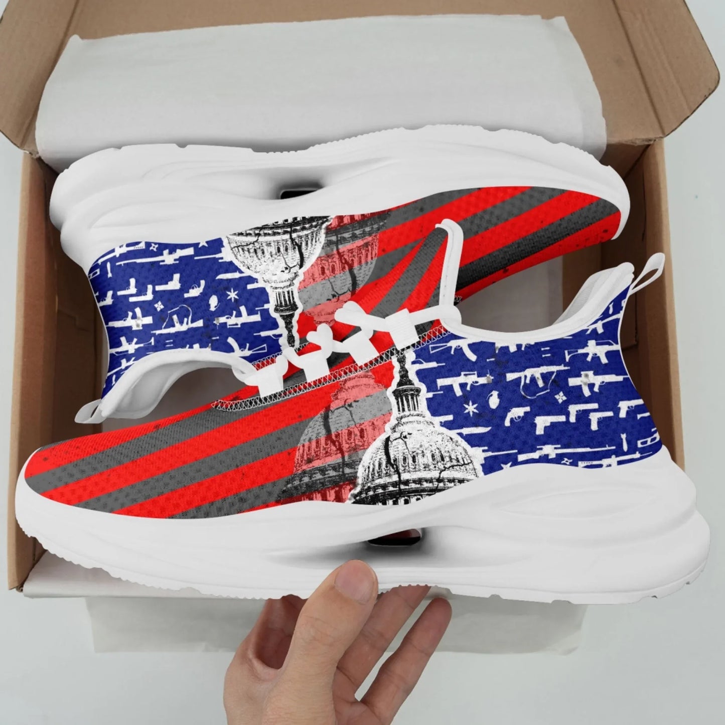 Personalized America Flag Sneakers, Custom Eagle, Star Print Shoes, Breathable and Comfortable Unisex Patriotic Shoes