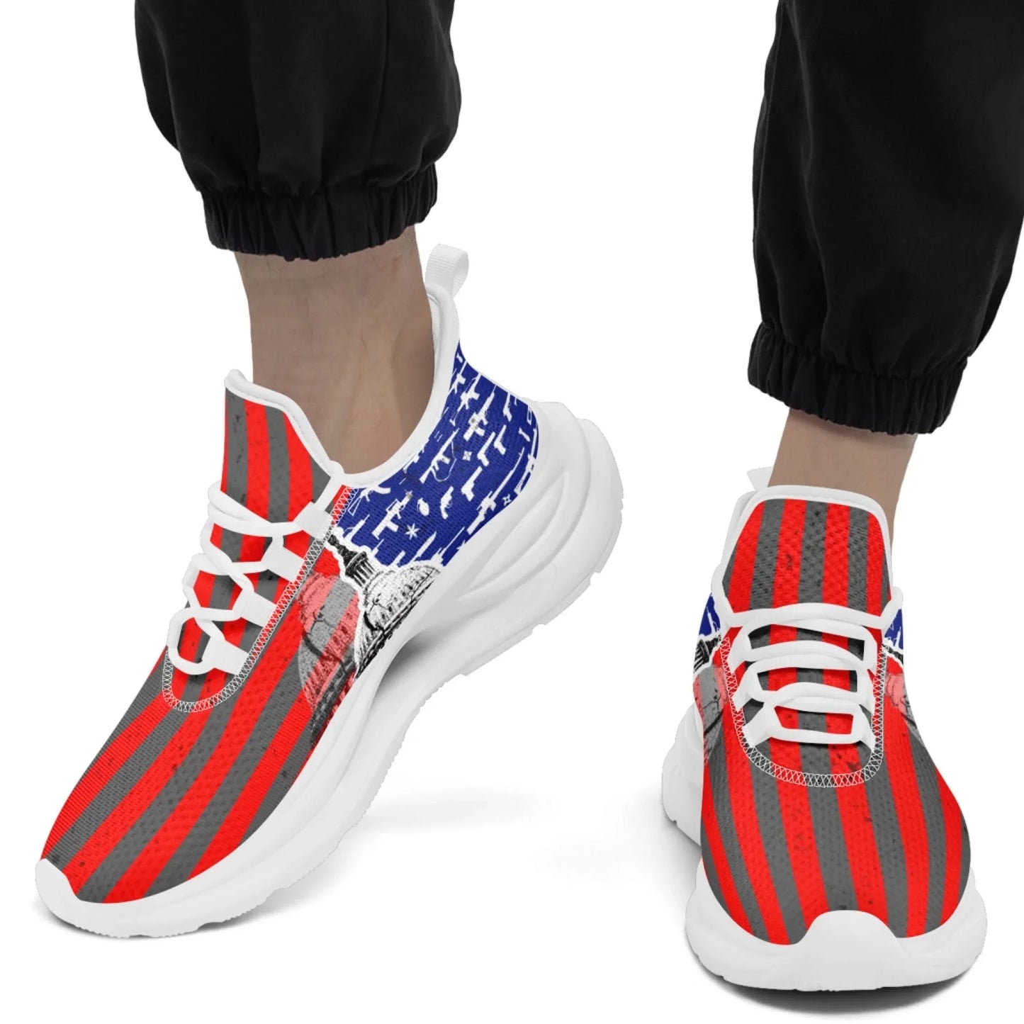 Personalized America Flag Sneakers, Custom Eagle, Star Print Shoes, Breathable and Comfortable Unisex Patriotic Shoes