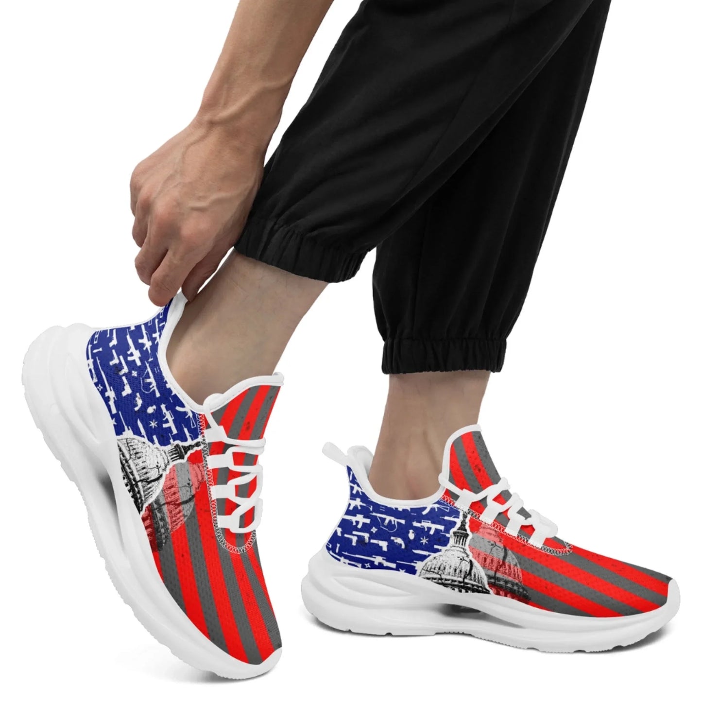 Personalized America Flag Sneakers, Custom Eagle, Star Print Shoes, Breathable and Comfortable Unisex Patriotic Shoes