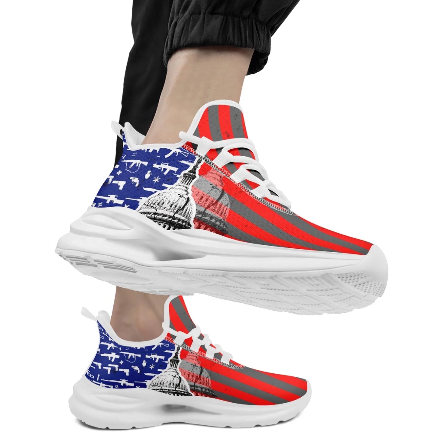 Personalized America Flag Sneakers, Custom Eagle, Star Print Shoes, Breathable and Comfortable Unisex Patriotic Shoes