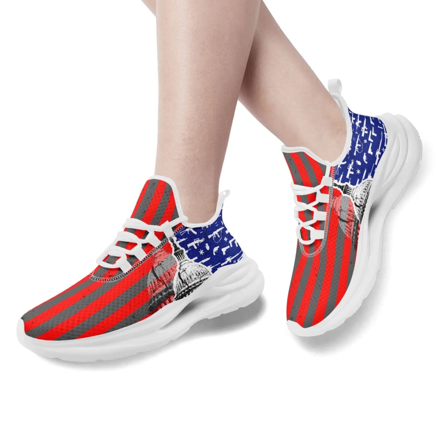 Personalized America Flag Sneakers, Custom Eagle, Star Print Shoes, Breathable and Comfortable Unisex Patriotic Shoes