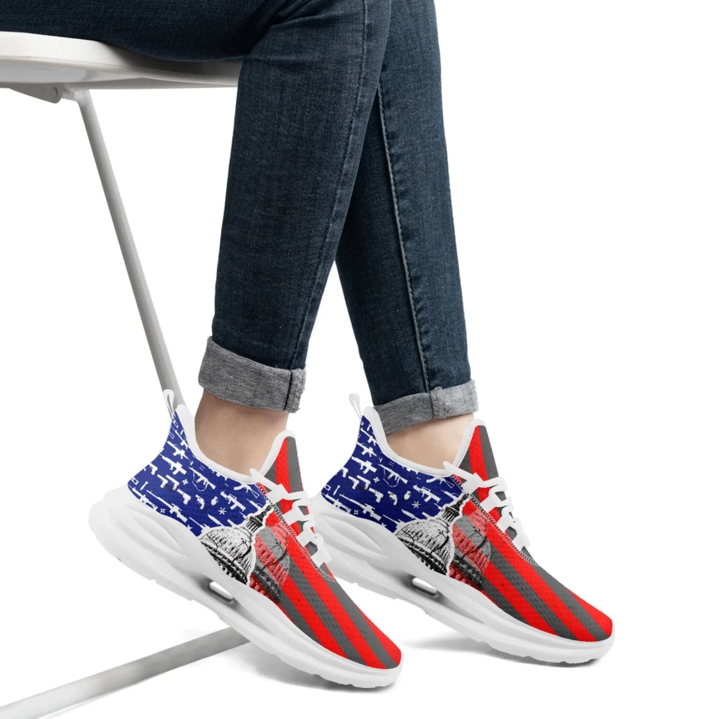 Personalized America Flag Sneakers, Custom Eagle, Star Print Shoes, Breathable and Comfortable Unisex Patriotic Shoes