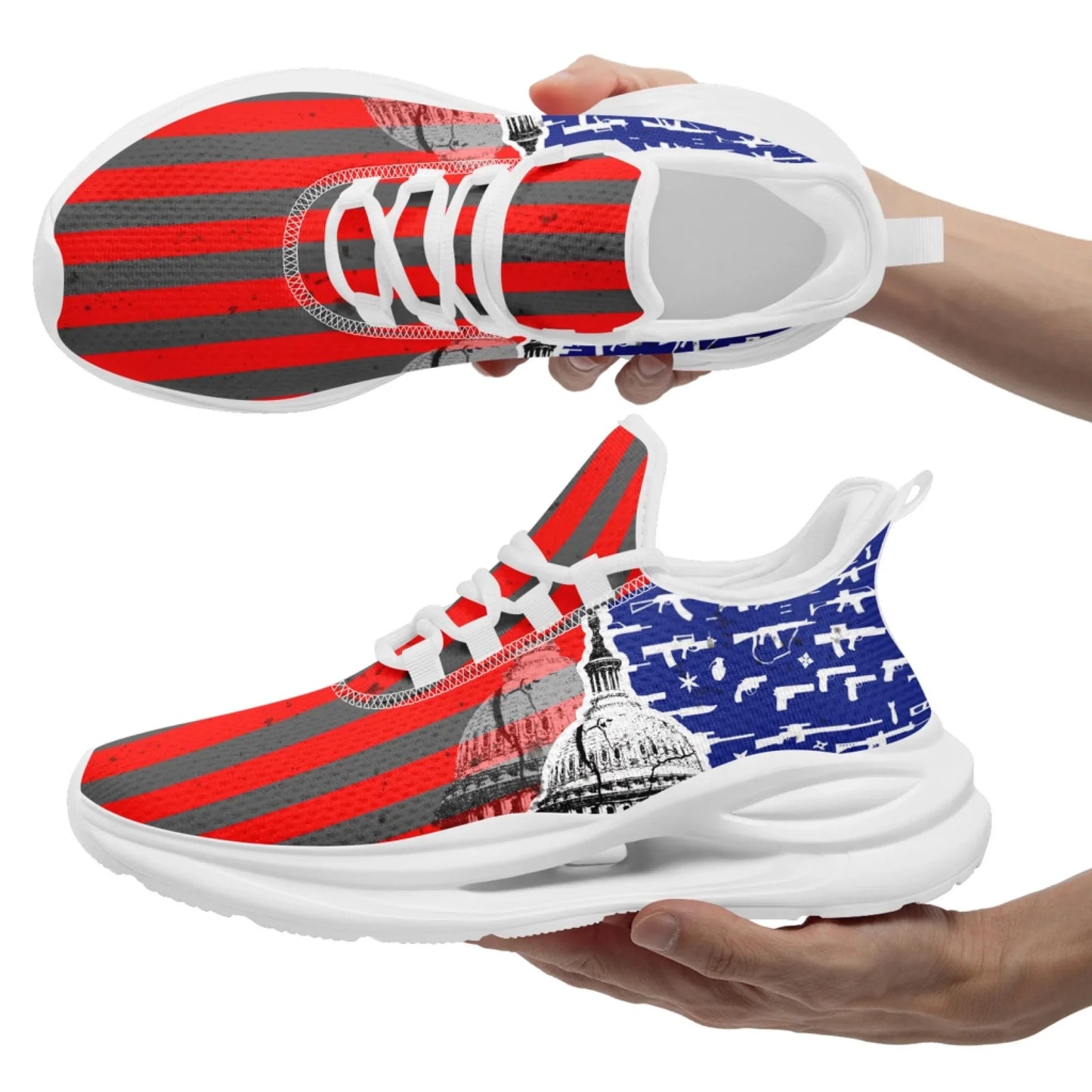 Personalized America Flag Sneakers, Custom Eagle, Star Print Shoes, Breathable and Comfortable Unisex Patriotic Shoes