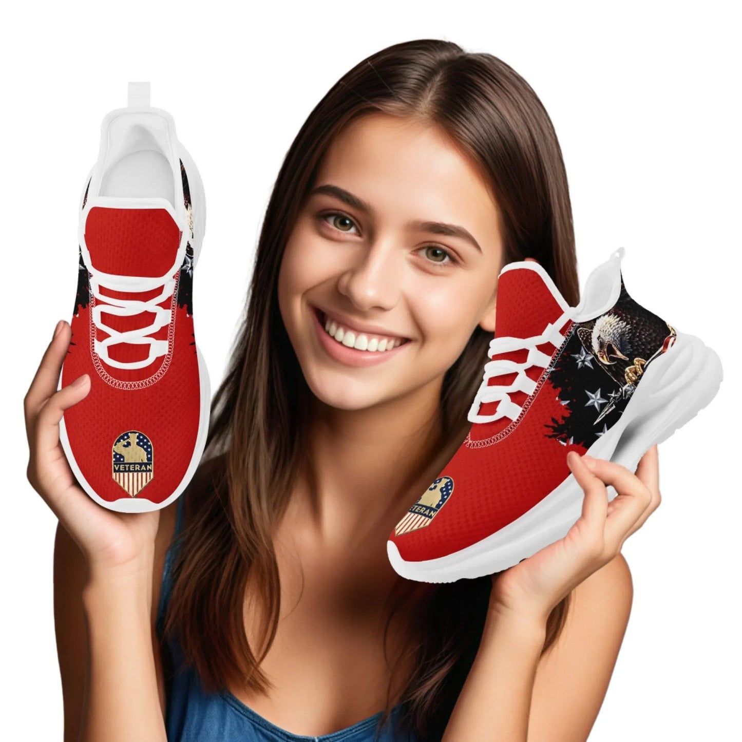 Personalized USA Flag Print Sneakers, Custom Patriotic and Pride Walking Shoes, Unisex Sports Shoes