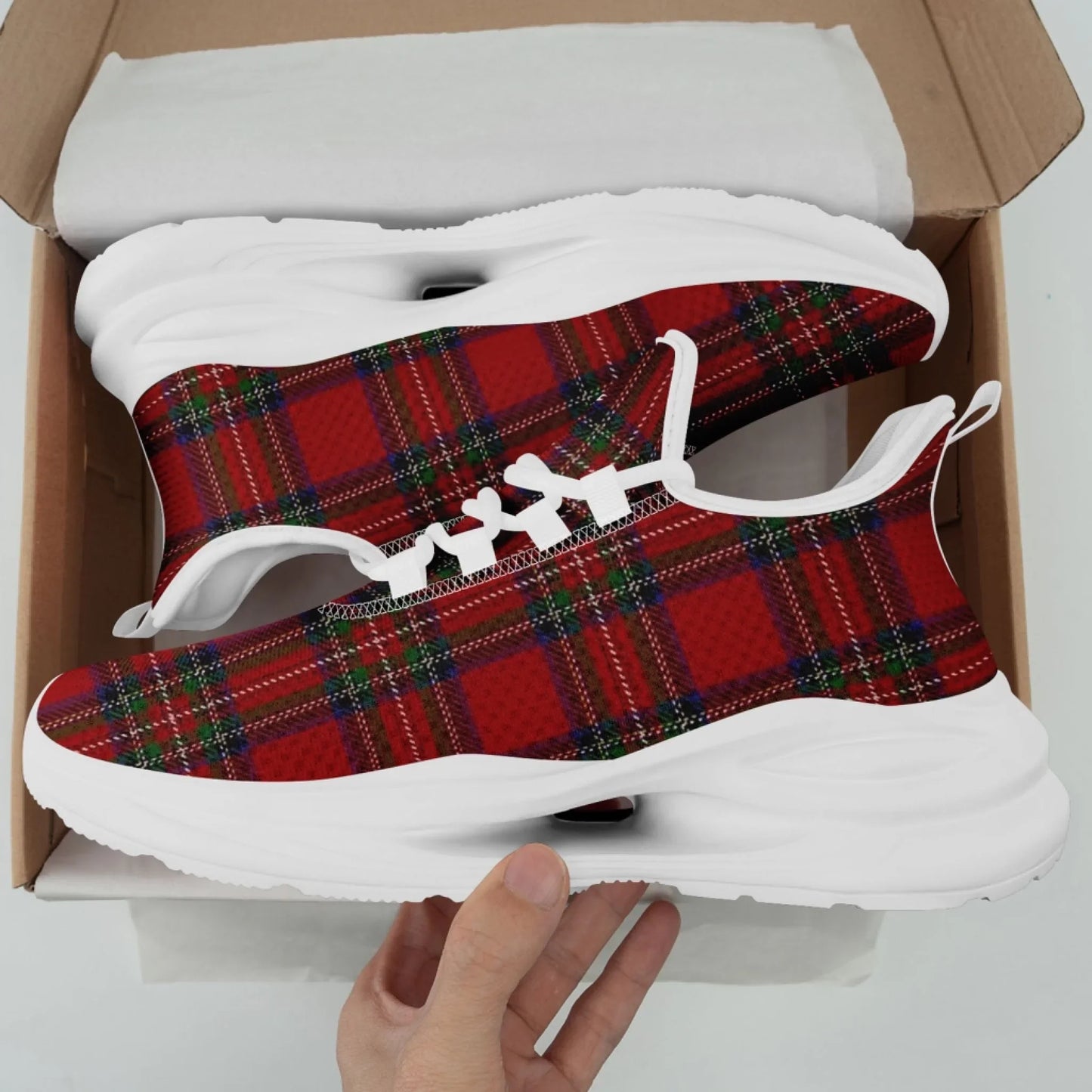 Personalized Scottish Design Sneakers, Custom Vintage Plaid Breathable Shoes, Unisex Scottish-Inspired Footwear