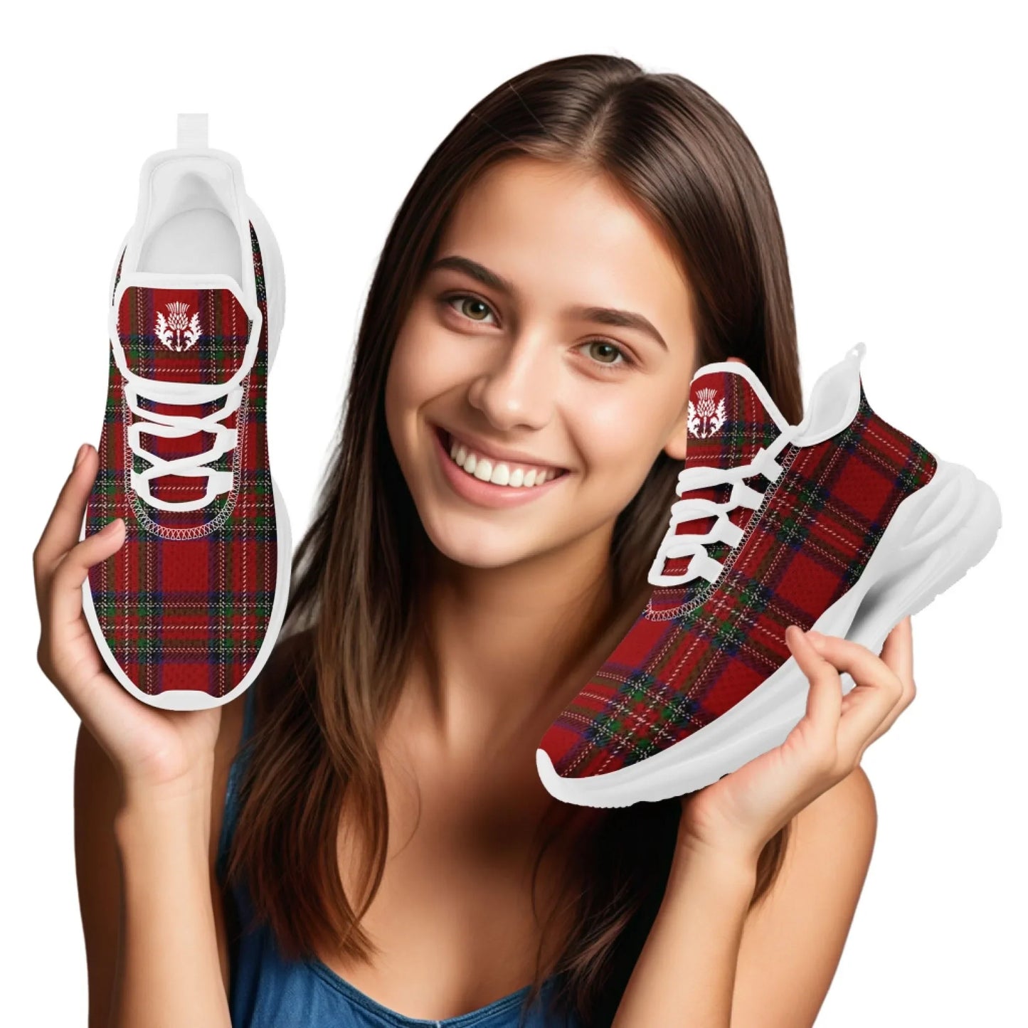 Personalized Scottish Design Sneakers, Custom Vintage Plaid Breathable Shoes, Unisex Scottish-Inspired Footwear