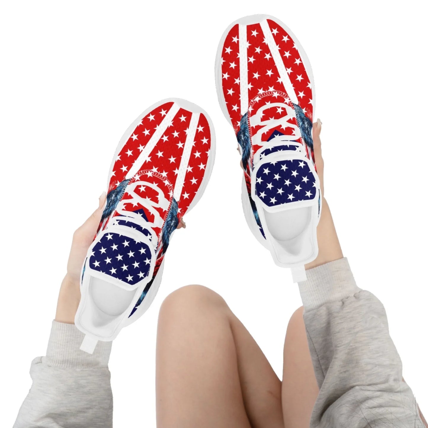 Personalized America Flag Sneakers, Custom Breathable Gym Shoes, Patriotic and Pride Walking Shoes