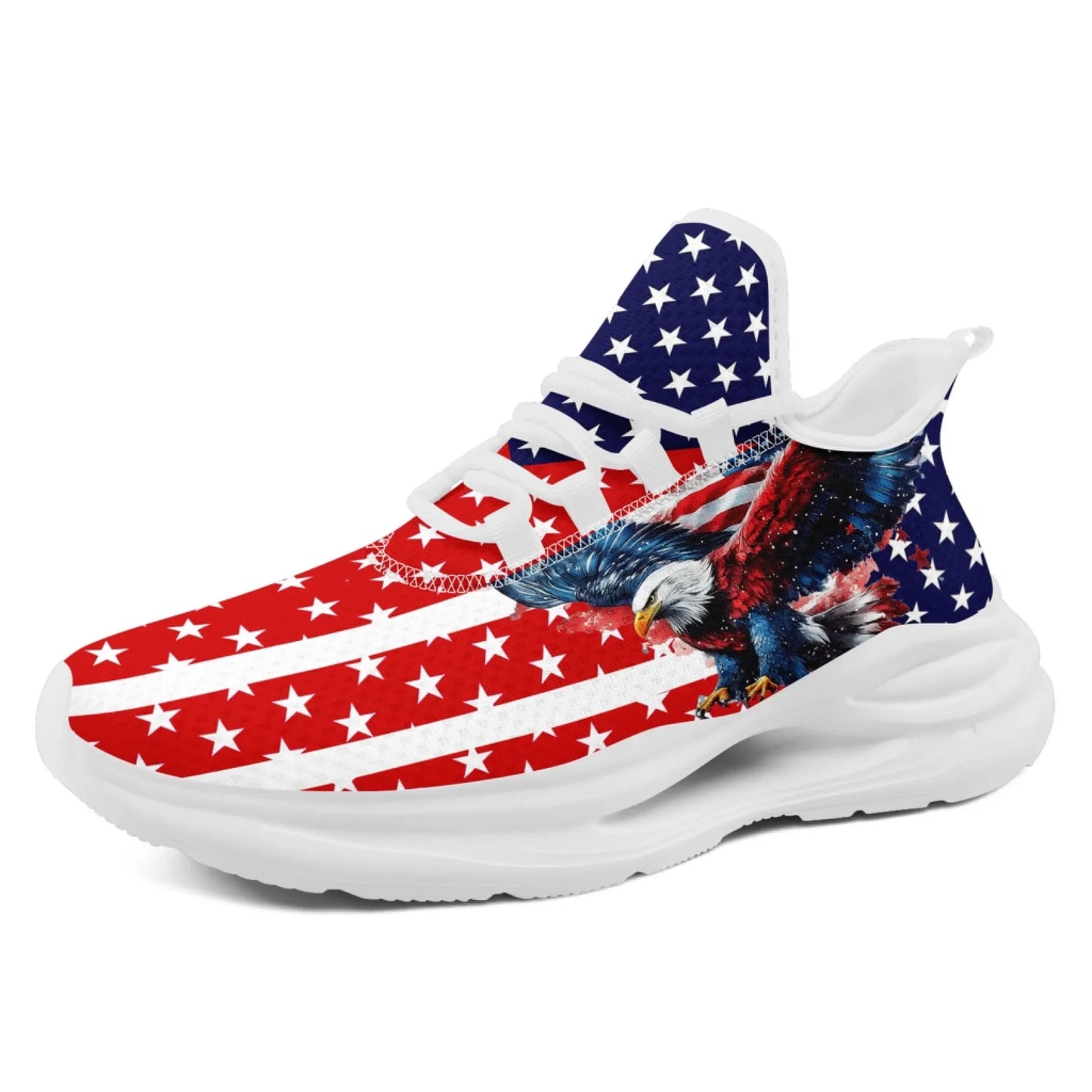 Personalized America Flag Sneakers, Custom Breathable Gym Shoes, Patriotic and Pride Walking Shoes
