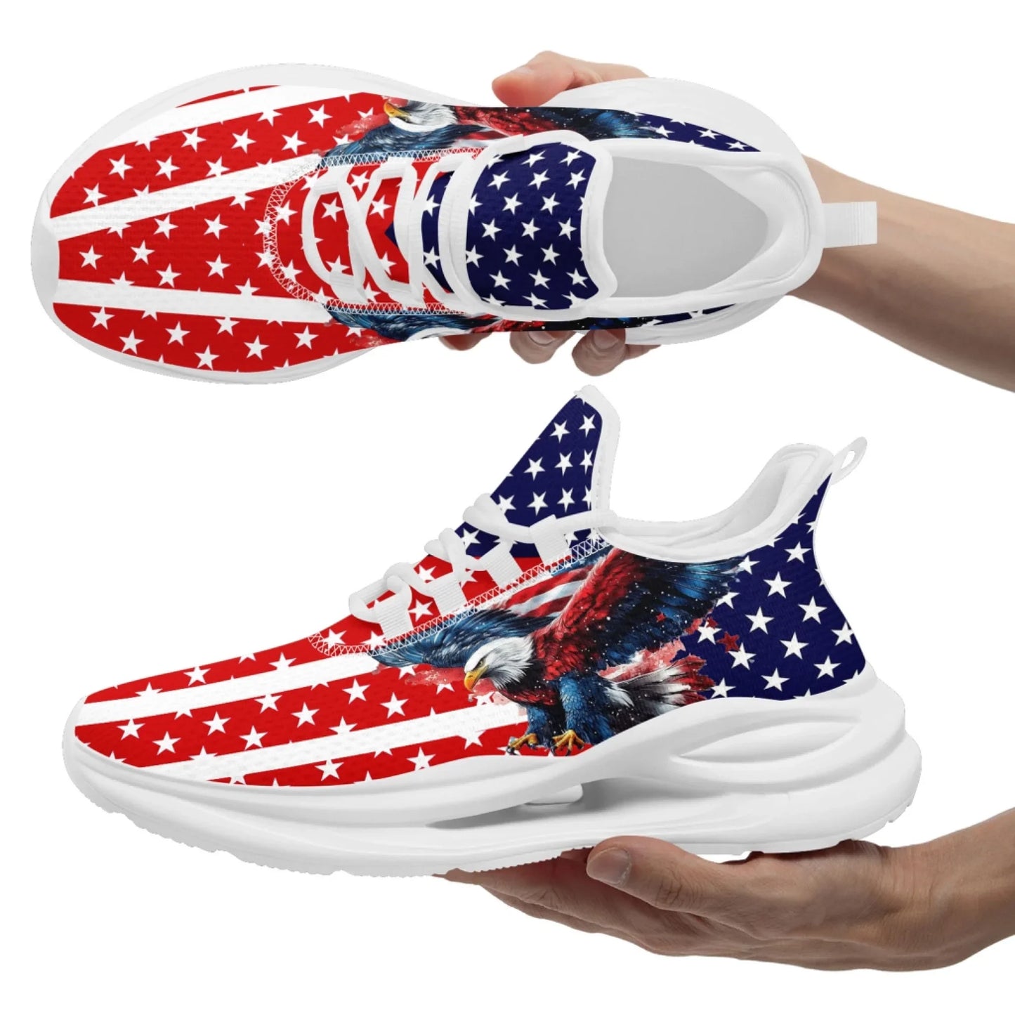 Personalized America Flag Sneakers, Custom Breathable Gym Shoes, Patriotic and Pride Walking Shoes