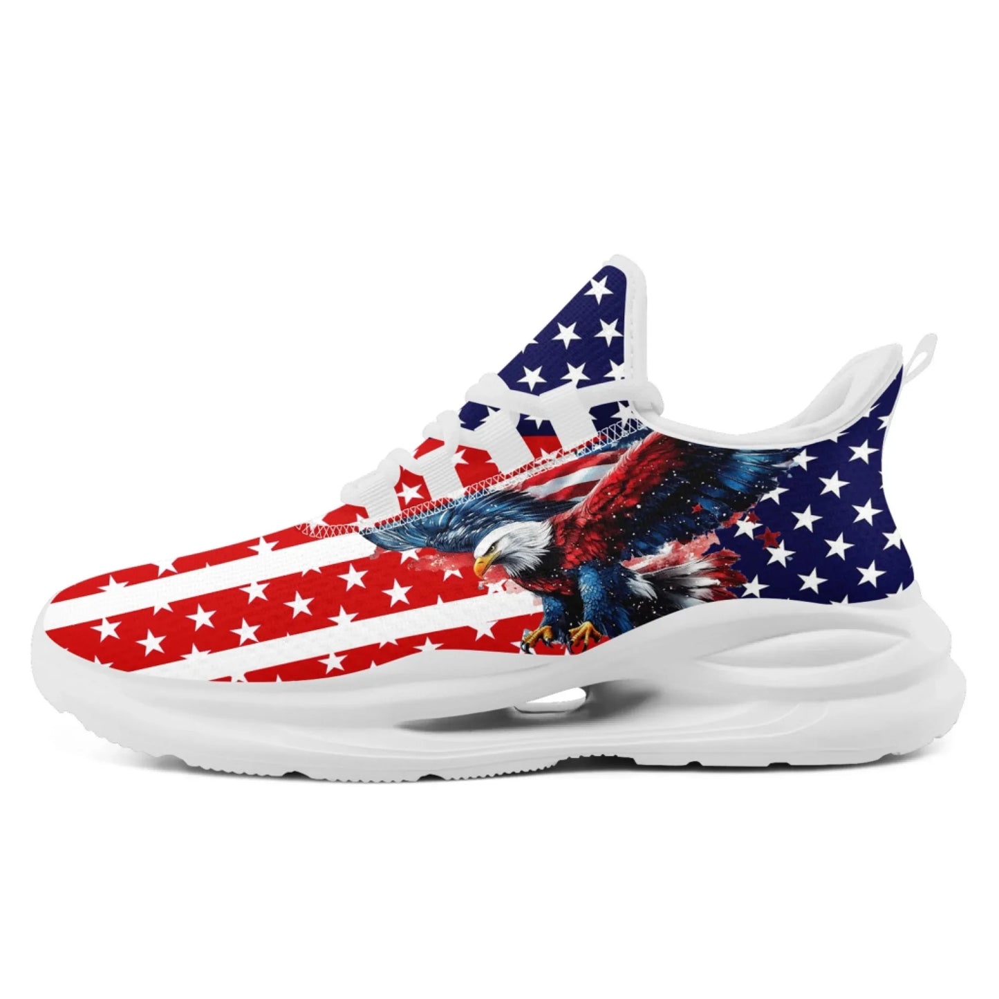Personalized America Flag Sneakers, Custom Breathable Gym Shoes, Patriotic and Pride Walking Shoes
