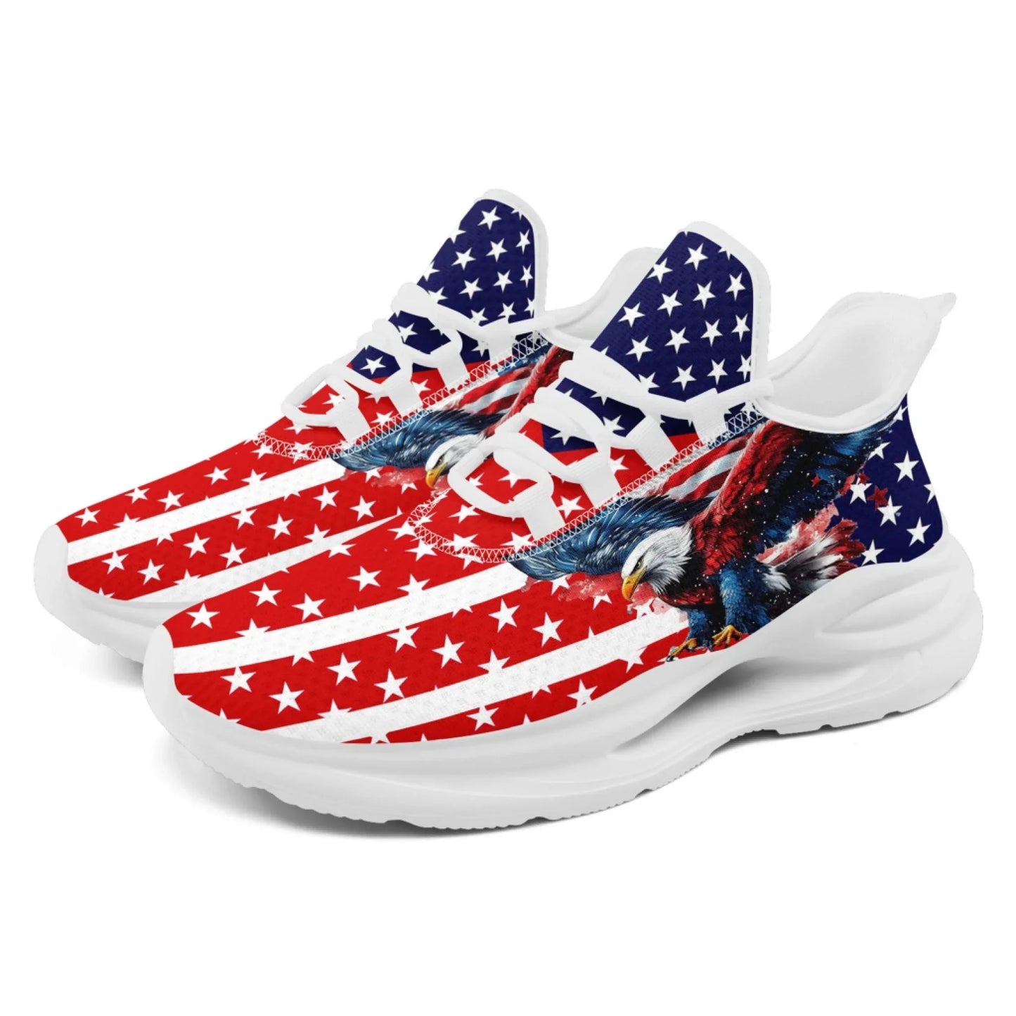 Personalized America Flag Sneakers, Custom Breathable Gym Shoes, Patriotic and Pride Walking Shoes