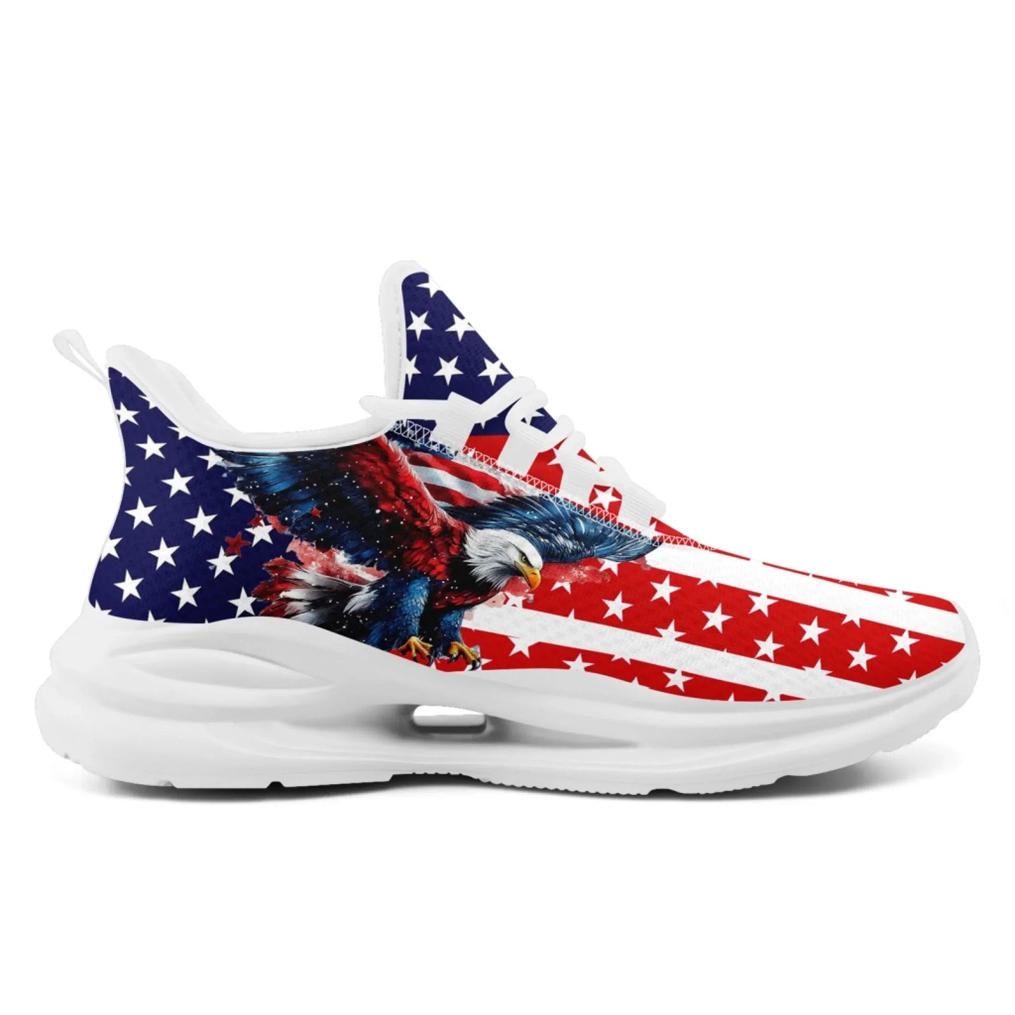 Personalized America Flag Sneakers, Custom Breathable Gym Shoes, Patriotic and Pride Walking Shoes
