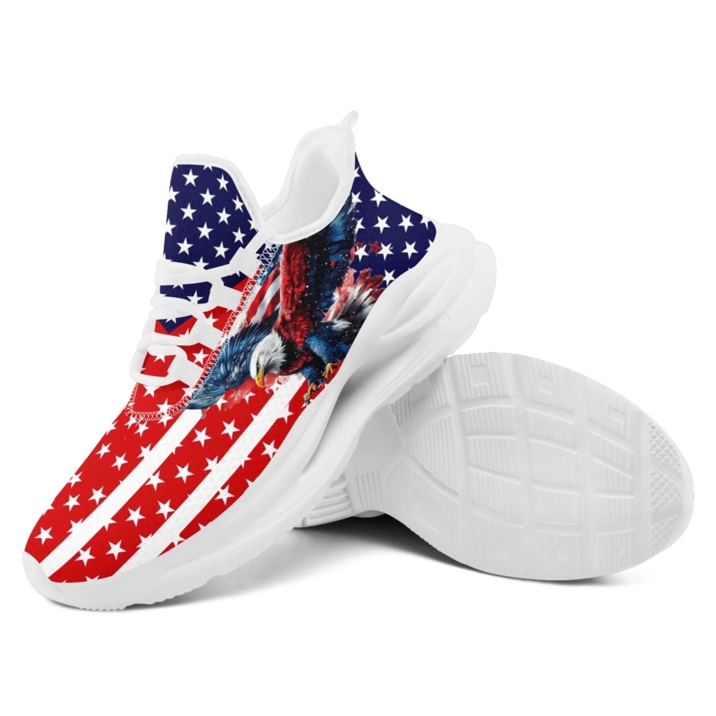Personalized America Flag Sneakers, Custom Breathable Gym Shoes, Patriotic and Pride Walking Shoes