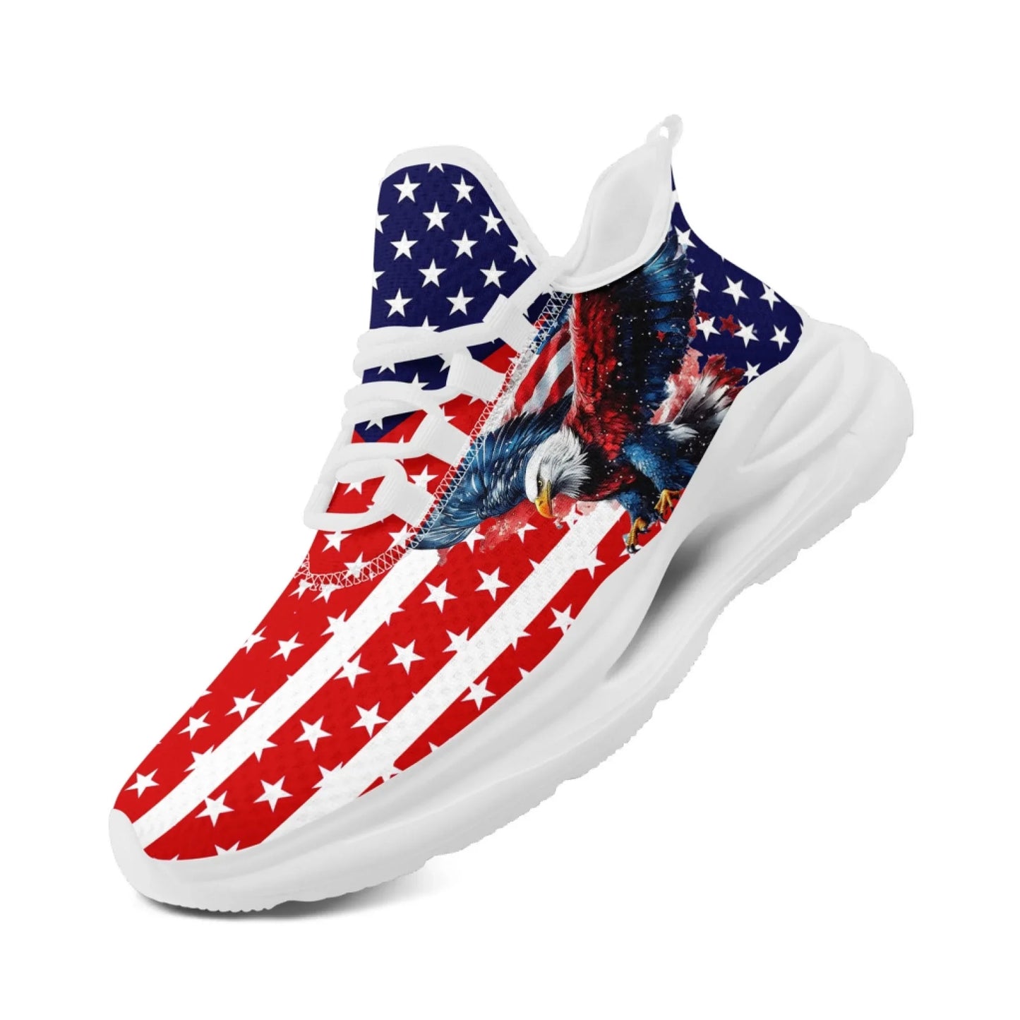 Personalized America Flag Sneakers, Custom Breathable Gym Shoes, Patriotic and Pride Walking Shoes