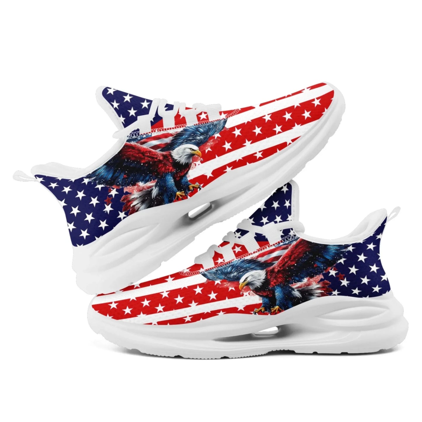 Personalized America Flag Sneakers, Custom Breathable Gym Shoes, Patriotic and Pride Walking Shoes