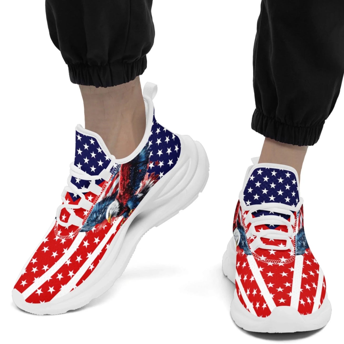 Personalized America Flag Sneakers, Custom Breathable Gym Shoes, Patriotic and Pride Walking Shoes