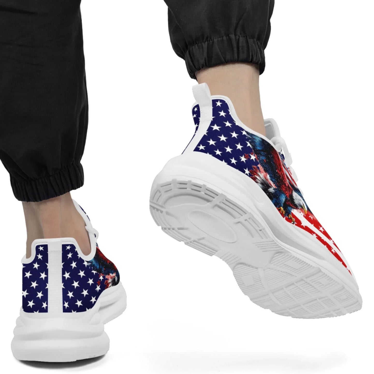 Personalized America Flag Sneakers, Custom Breathable Gym Shoes, Patriotic and Pride Walking Shoes