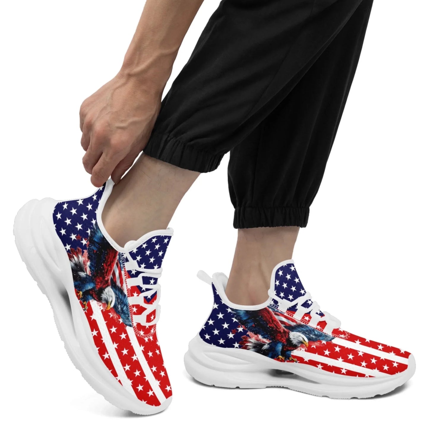 Personalized America Flag Sneakers, Custom Breathable Gym Shoes, Patriotic and Pride Walking Shoes