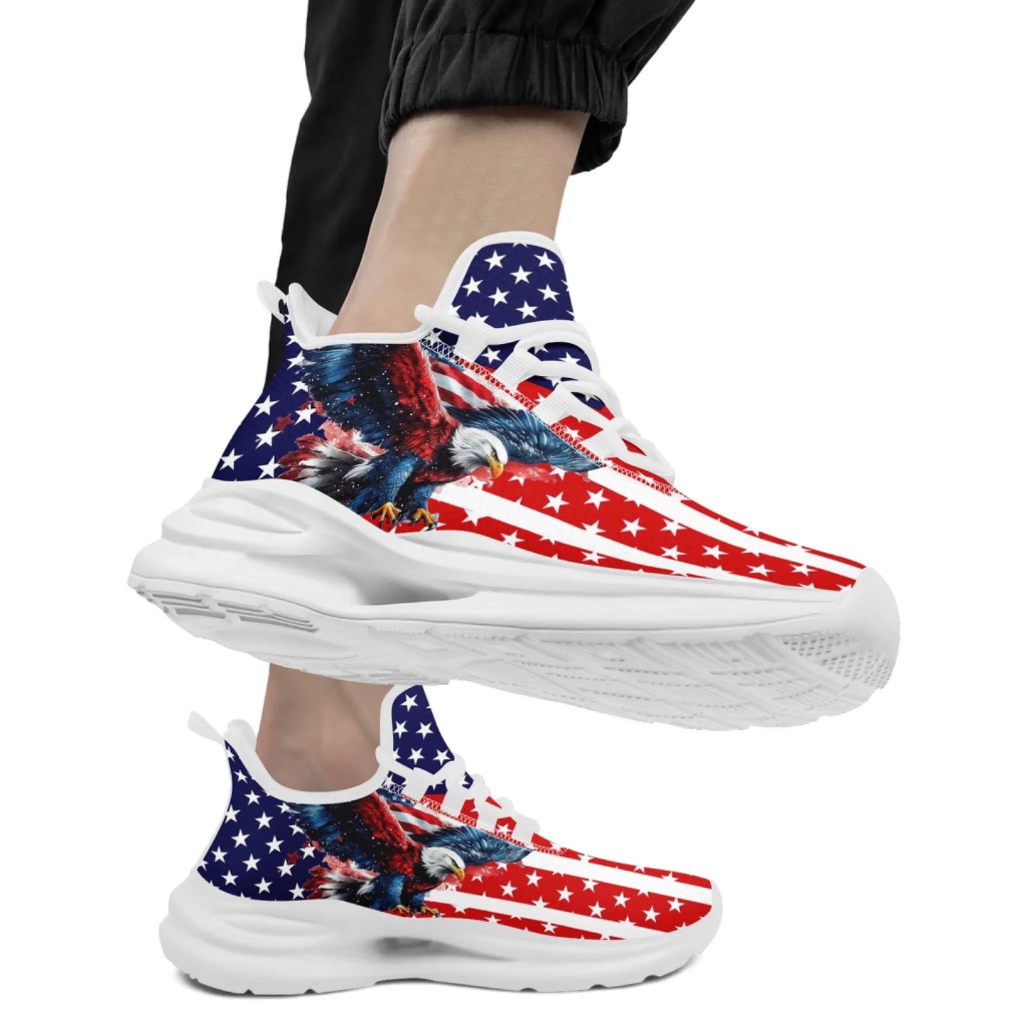 Personalized America Flag Sneakers, Custom Breathable Gym Shoes, Patriotic and Pride Walking Shoes
