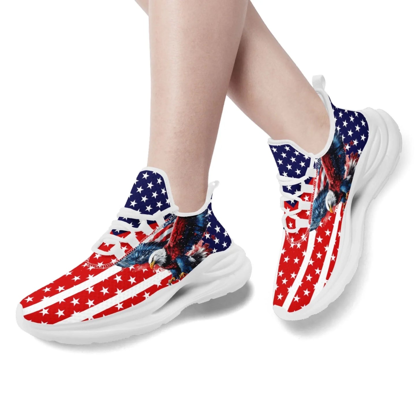 Personalized America Flag Sneakers, Custom Breathable Gym Shoes, Patriotic and Pride Walking Shoes