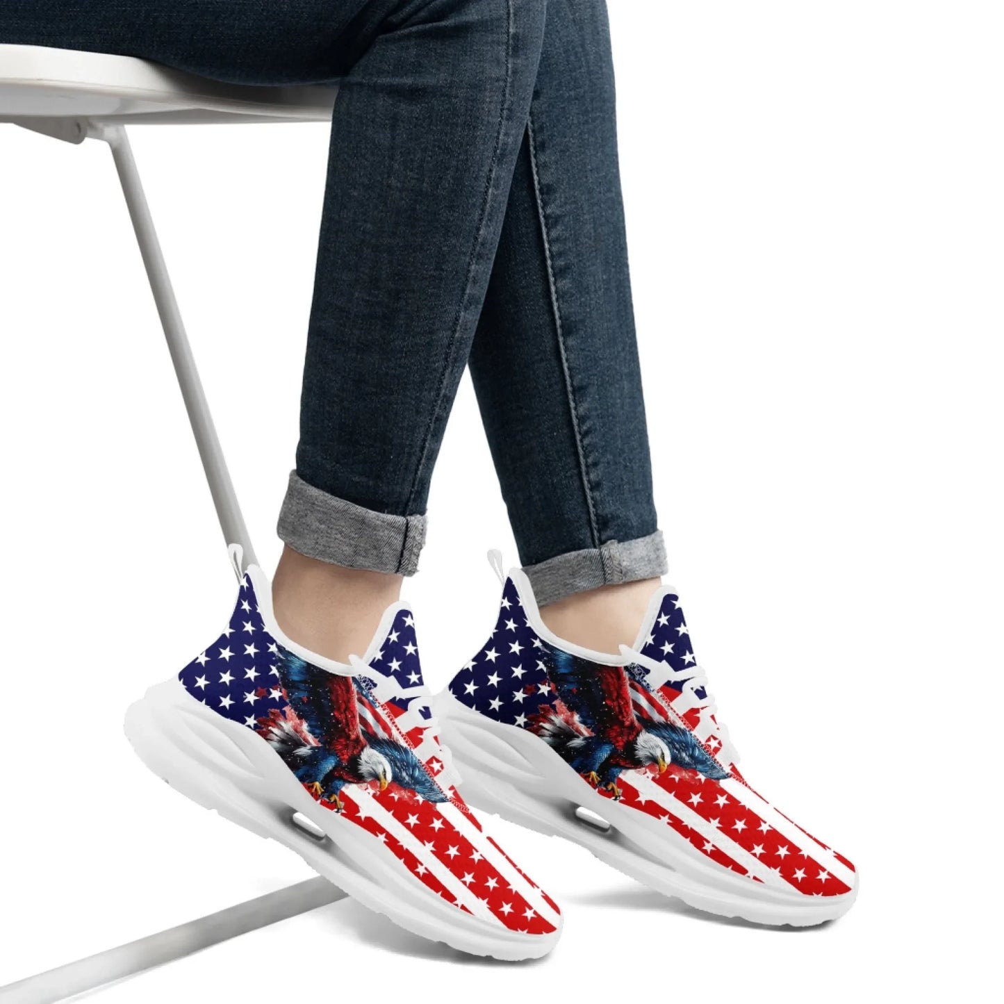 Personalized America Flag Sneakers, Custom Breathable Gym Shoes, Patriotic and Pride Walking Shoes