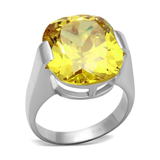 VacationGrabs 925 Silver Womens Ring with Yellow Gem
