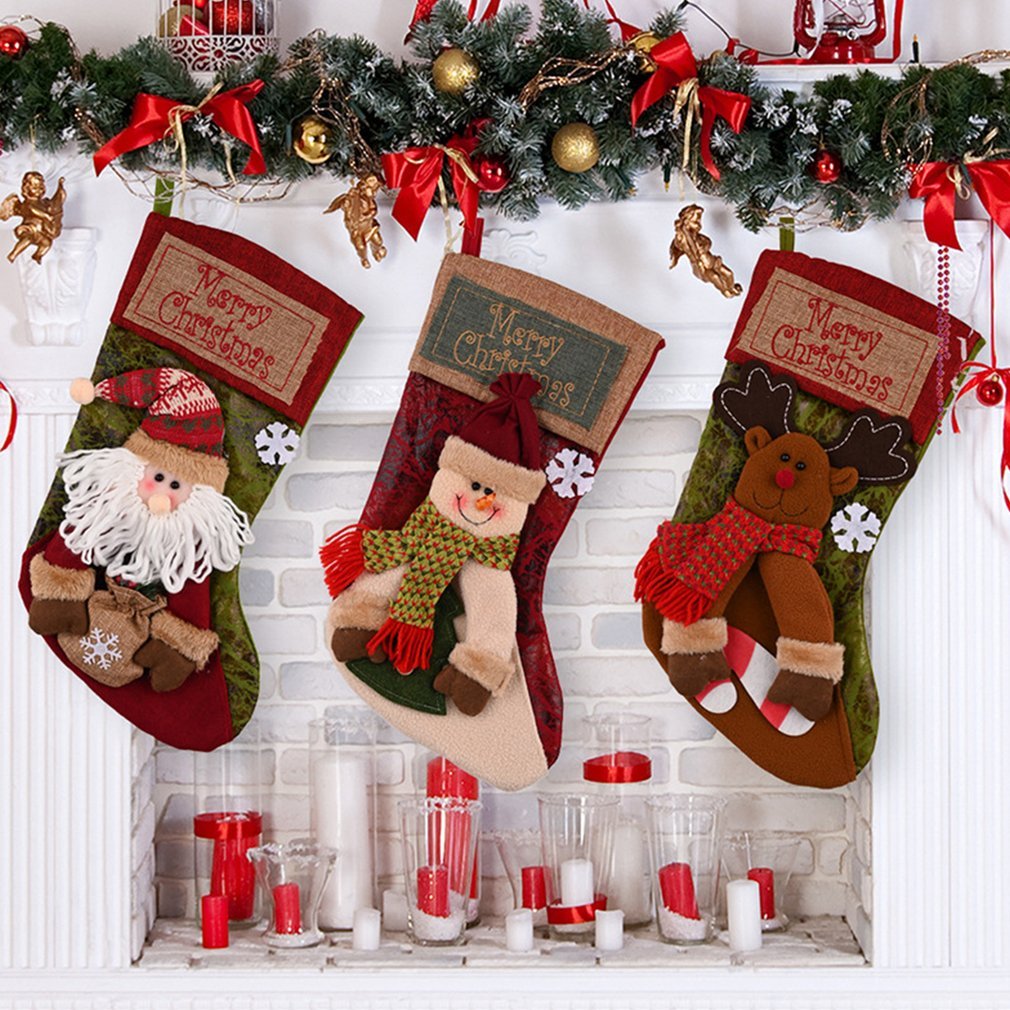 Christmas Stocking Santa Snowman Decor
