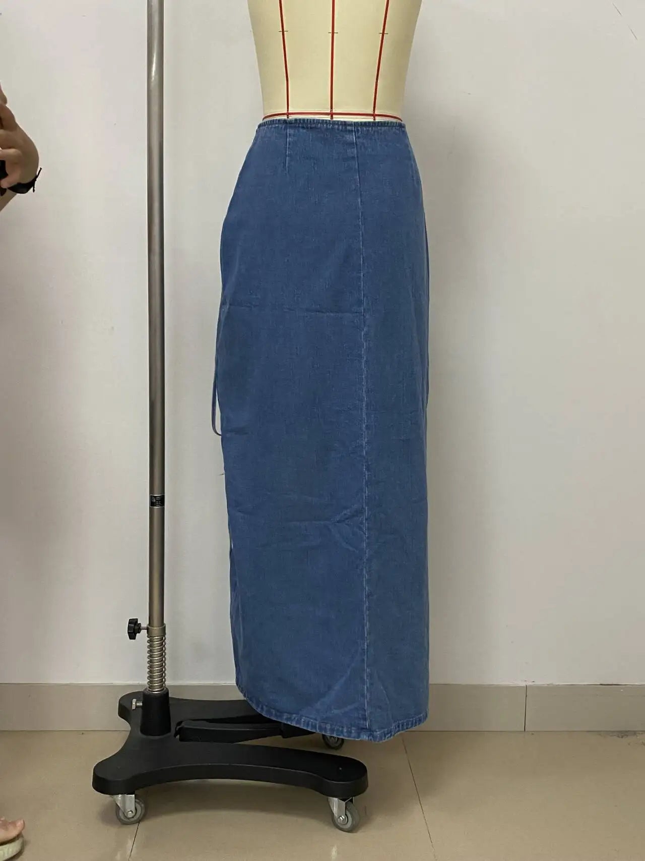 lace up Skirts For Women Elegant High Waisted Denim Skirt For Women Summer Chic Asymmetrical Split Hem Slimming Mid side spit Sk