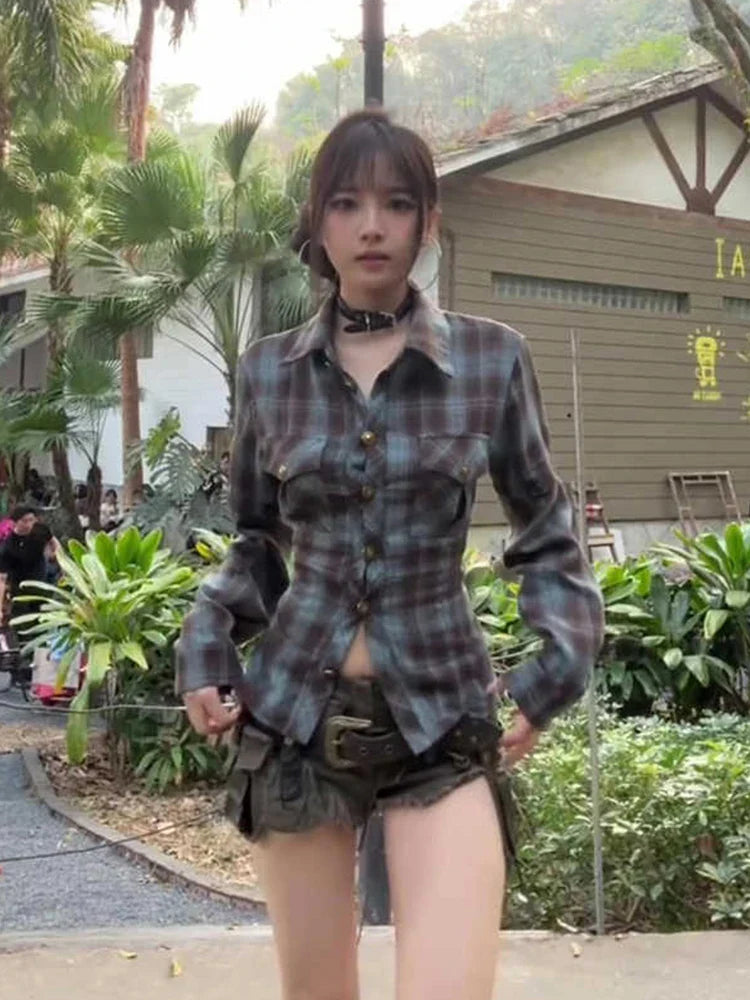 2025 Spring Summer Women Y2k Design Harajuku Shirts Long Sleeve Aesthetic Tops Backless Blouses Design Grunge New Goblin Core