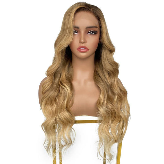 Honey Blonde Ombre Wavy 5x5 HD Lace 100% Human Hair Closure Wig
