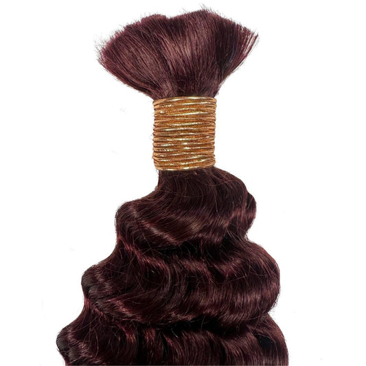 Burgundy Deep Wave Color 99J Bulk 100% Human Braiding Hair