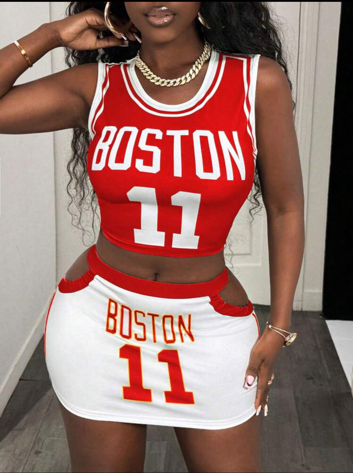 Tank Top And Hollow Out Mini Skirt