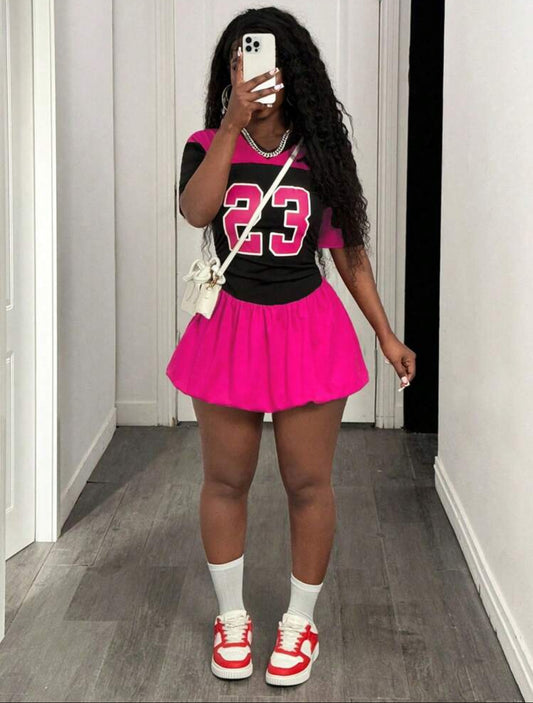 Print Flare Hem Mini Dress