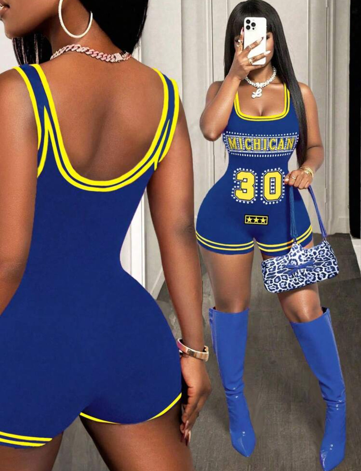 Letter Print Striped Casual Jumpsuit