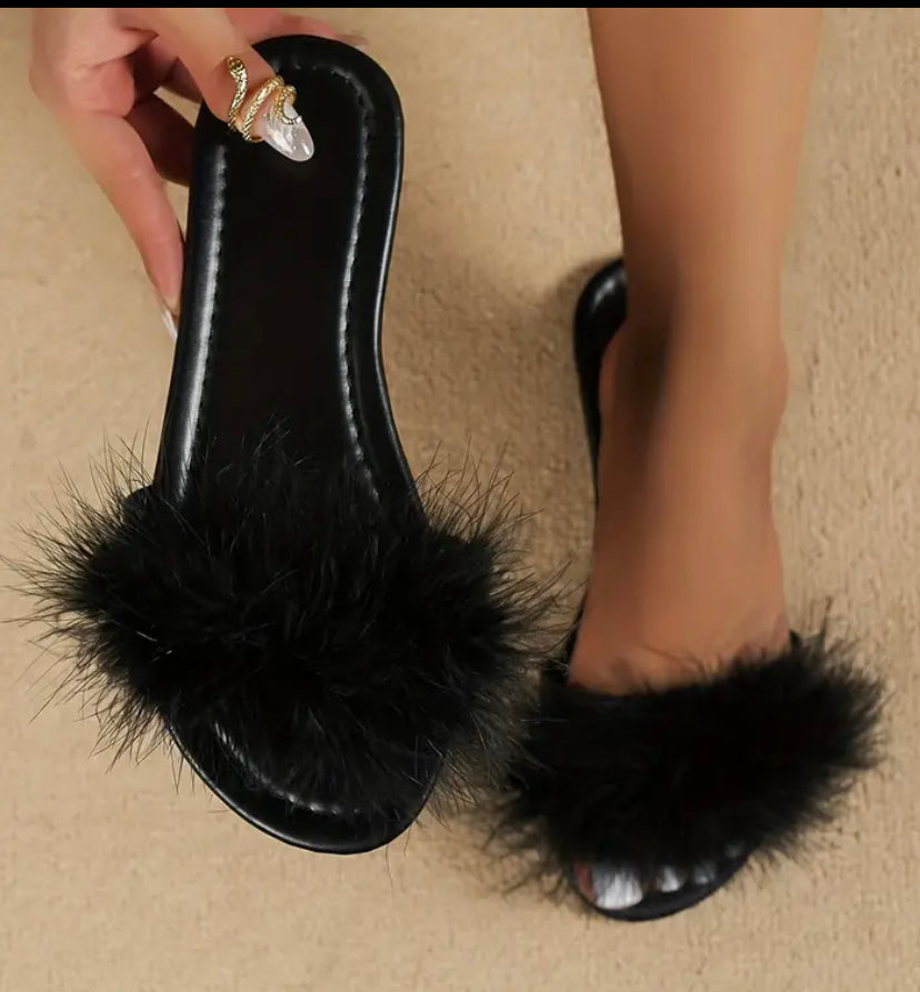 Feather slippers