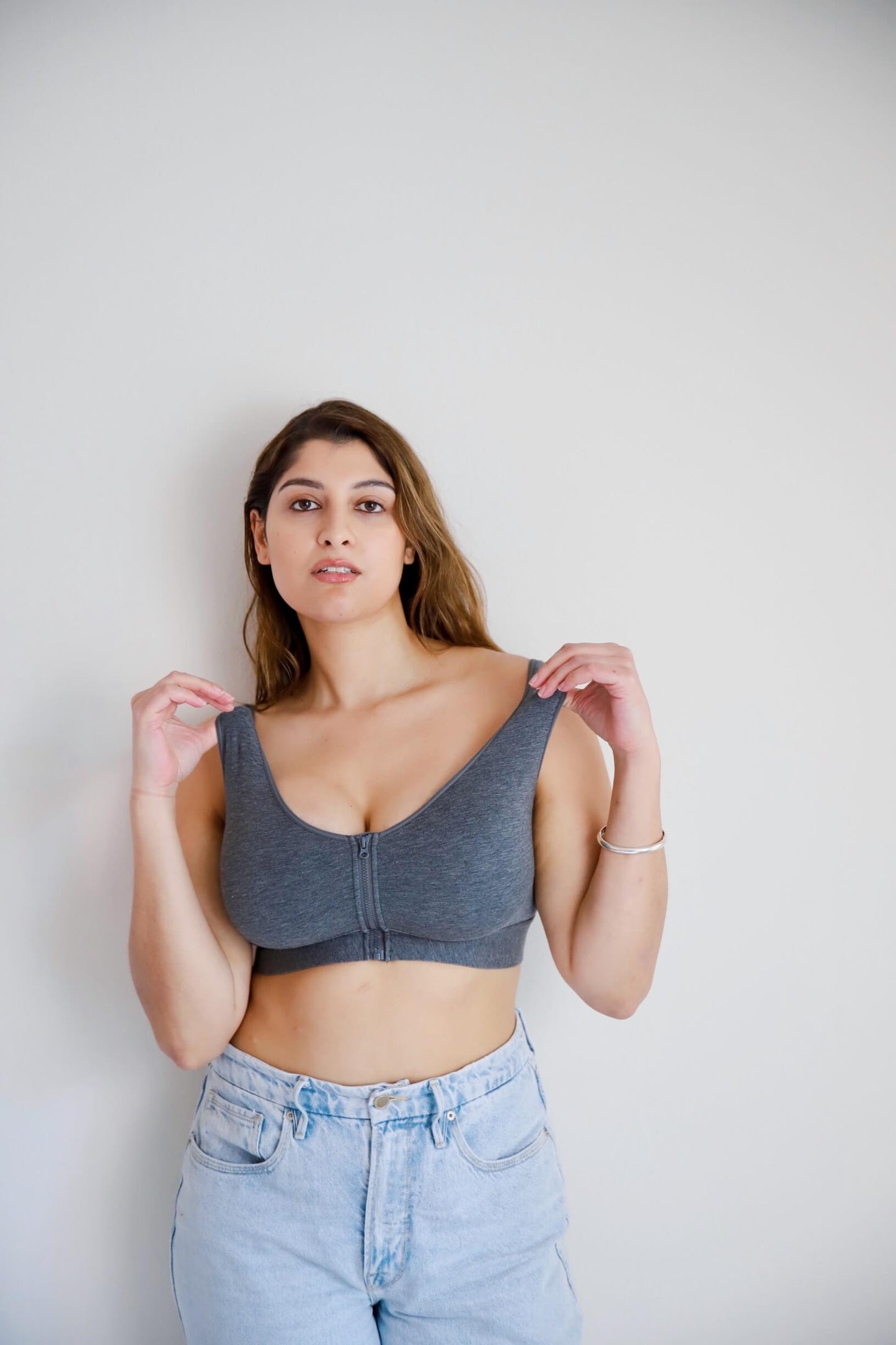 Wilderness Front‑Closure Cotton Bralette - Grey