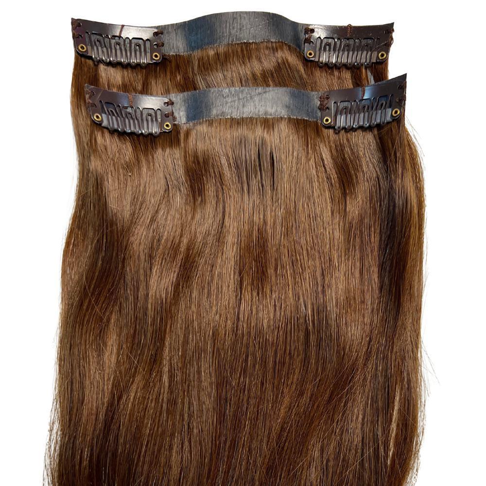 Medium Brown Seamless Clip-In 100% Human Hair Extensions