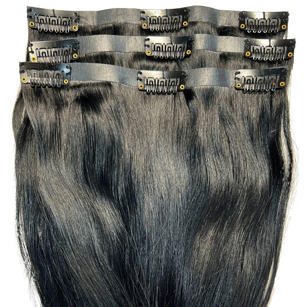 Natural Black Seamless Clip-In 100% Human Hair Extensions