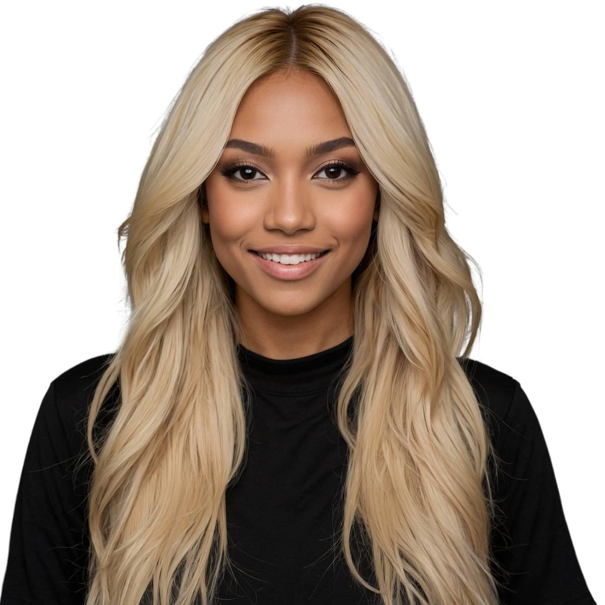 Raw Blonde Straight Seamless Clip-In 100% Human Hair Extensions