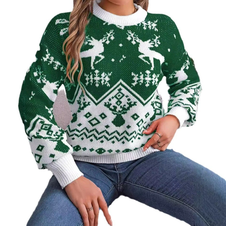 2025 Deer Pattern Hoodie, Women's Christmas Sweater