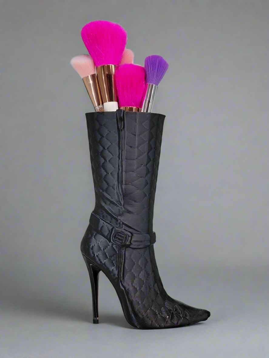 Chic High-Heel Boot Brush Holder – Stylish Organizer for Makeup Brushes or Floral Arrangements