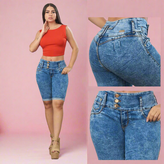 7063 100%  Authentic Colombian  Push Up Capri