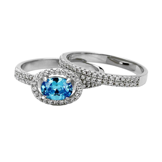 VacationGrabs Blue Gemstone Sterling Silver Ring for Women