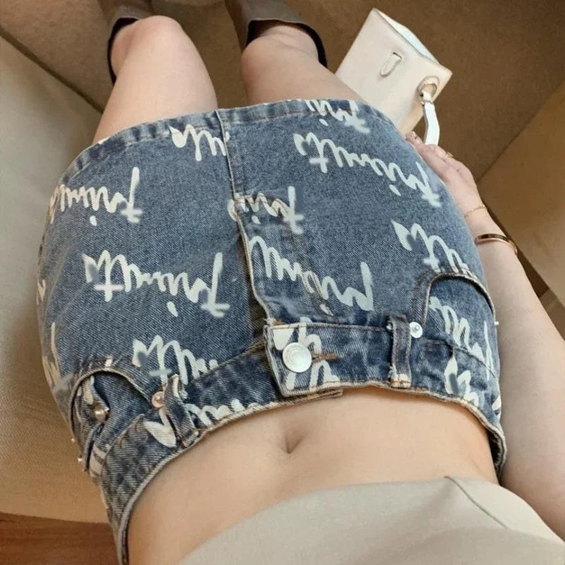 With Pocket Coquette Mini Woman Denim Skirt Sexy Casual Clothing Trend 2025 Y2k Vintage Summer V Short Jeans Skirts for Women