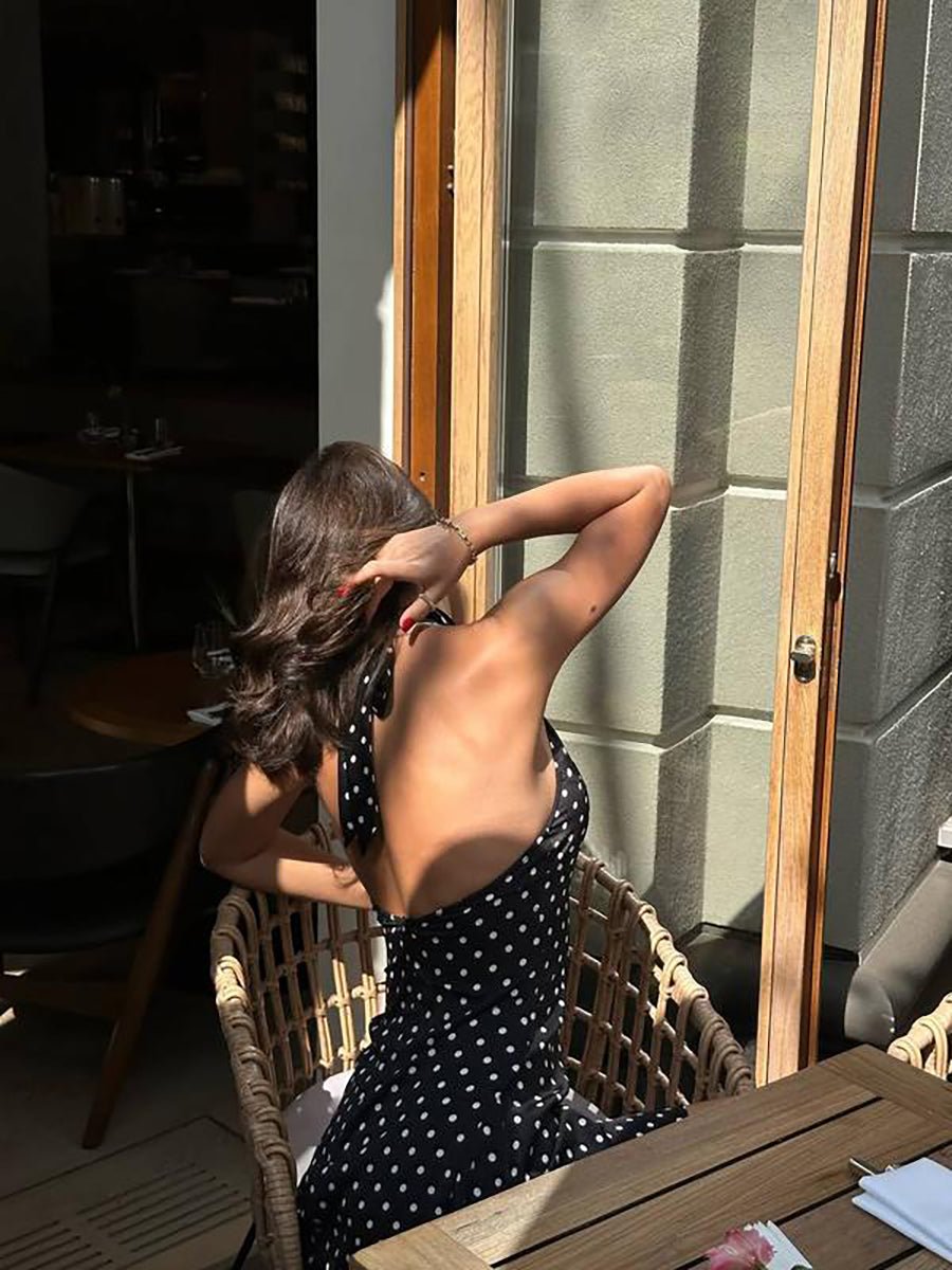 Cheryl Dot Printed SexyA- Line Dress