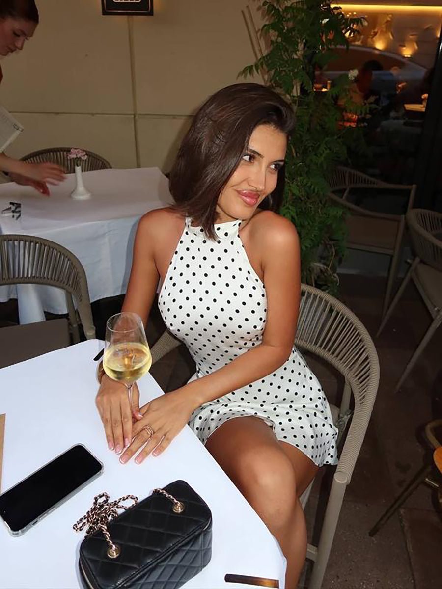 Cheryl Dot Printed SexyA- Line Dress