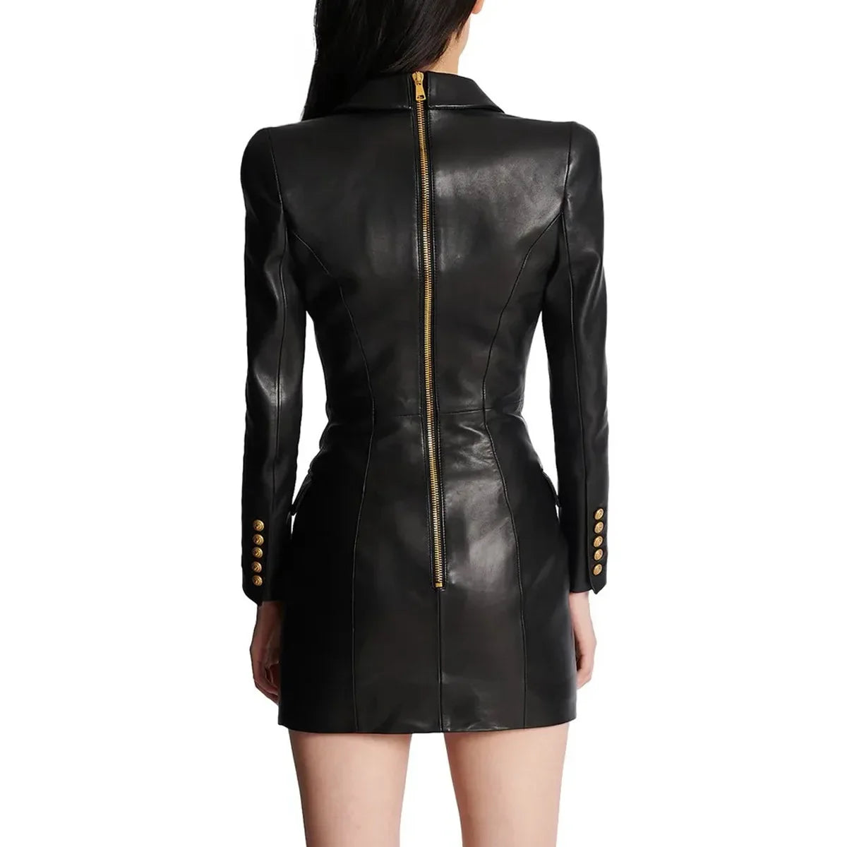 Women's PU Leather Blazer Dress 2025 - Slim Fit Office Suit, Minimalist Chic Work Attire