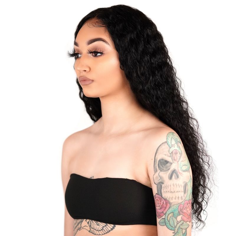 Deep Wave 13x4 Transparent Lace Front Human Hair Wig